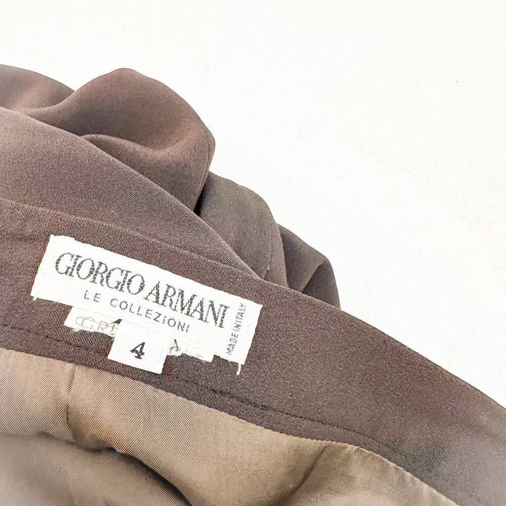 Giorgio Armani Le Collezioni Brown Pencil Skirt Back Slit Wool/Silk Size 4 - Picture 2 of 5